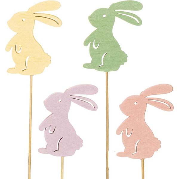 Coniglietti Decorativi In Legno Per Decorazioni Primaverili E Pasquali, 16 Pezzi-image