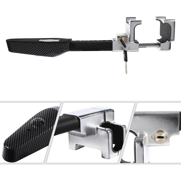 Bloccaggio Del Volante - Protezione Antifurto - Con Allarme - Bloccaggio A Chiave - 2 Chiavi - Universale Per Auto, Furgoni, Suv, Camion - Nero-image