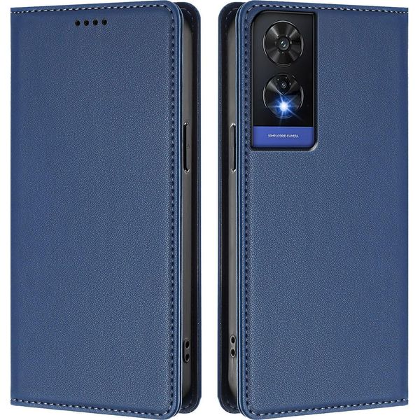 Custodia Per Telefono Cellulare Per Tcl 505, Flip Cover In Finto Cuoio Antiurto Custodia Magnetica Con Supporto Blu Scuro-image