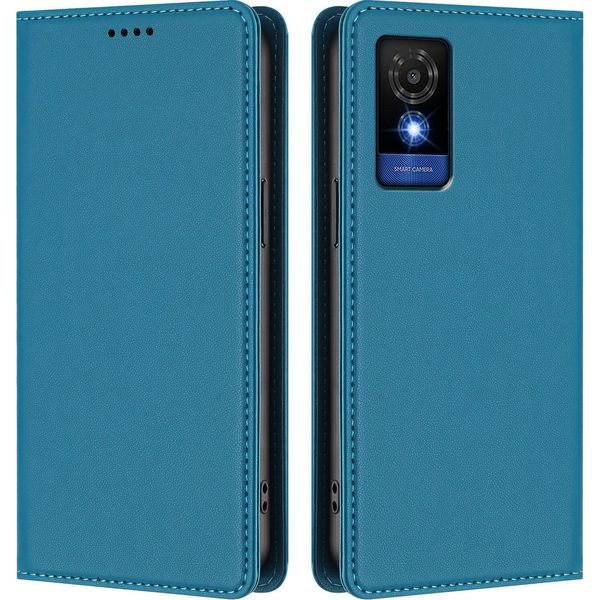 Custodia In Pelle Per Vodafone Smart M25/TCL 501, Custodia Flip Magnetica In Finto Cuoio Con Supporto Lake Blu-image