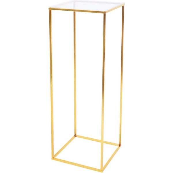 Portafiori E Piante - Piedistallo/Colonna Da Terra - Altezza 80 Cm - Acrilico E Metallo - Decorazione Per Matrimoni - Oro-image
