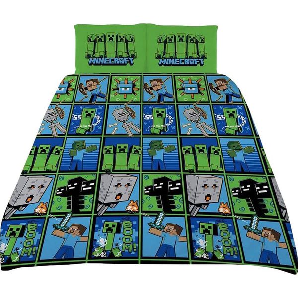 Minecraft - Set Letto Matrimoniale TA14209 (Letto Matrimoniale) (Verde/Blu/Grigio)-image