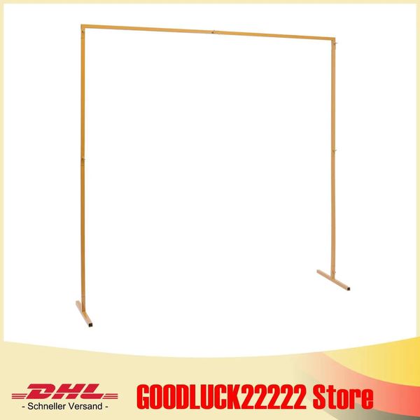 Supporto Per Arco Nuziale - Arco Quadrato Da Giardino - Metallo - Con Piastre Di Base - Facile Montaggio - Misura L - Oro-image