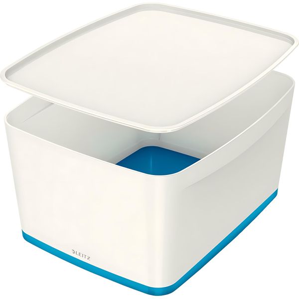 Leitz 5216-10-36 5216 Contenitore Mybox Large - A4, Con Coperchio, Abs, Bianco/Blu-image