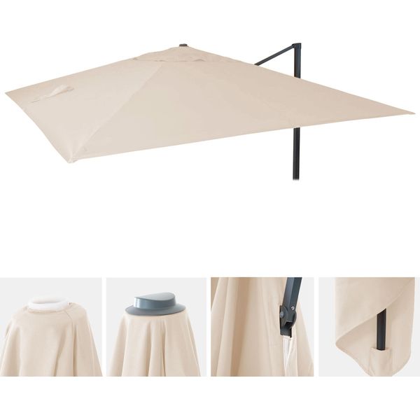 Copertura Di Ricambio Per Ombrellone A Semaforo HWC-A96, Copertura Di Ricambio Per Ombrellone, 3X4M (Ø5M) Poliestere 3,5Kg ~ Crema-image
