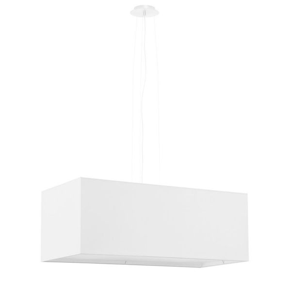 Lampada A Sospensione, Bianco, Tessuto, Vetro, Acciaio, H 110 Cm-image