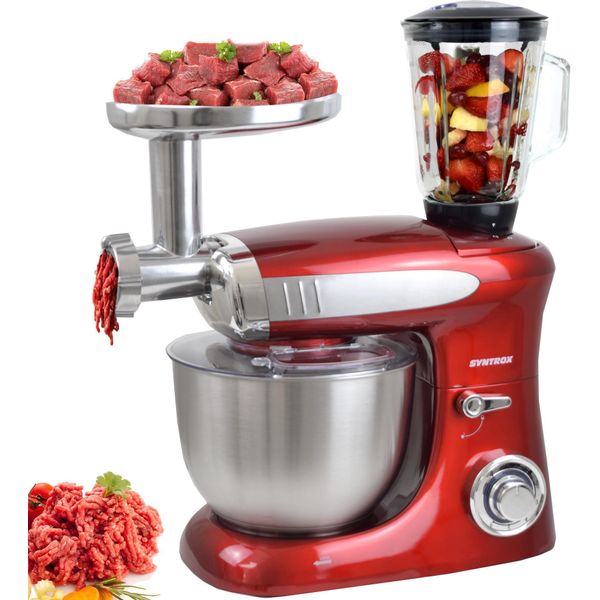 Syntrox Germania Robot Da Cucina Impastatrice Con Tritacarne E Frullatore, 6,5 Litri KM-1300W De Luxe-image
