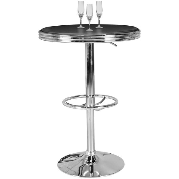 Wohnling American Diner Bartisch WL5.113 Rund Ø 60 Cm Schwarz/Silber-image