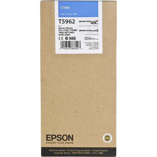Epson T5962 - 350 Ml - 350 Ml - Ciano - Originale - Inchiostro - Per Stylus Pro 7700, Pro 7890, Pro 7900, Pro 9700, Pro 9890, Pro 9900, Pro WT7900-image