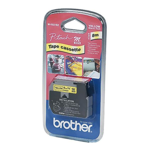 Brother® MK621BZ M-Schriftbandkassetten, Unlaminiert GrößE: 9 Mm X 8 M (B X L) Schwarz Auf Gelb-image