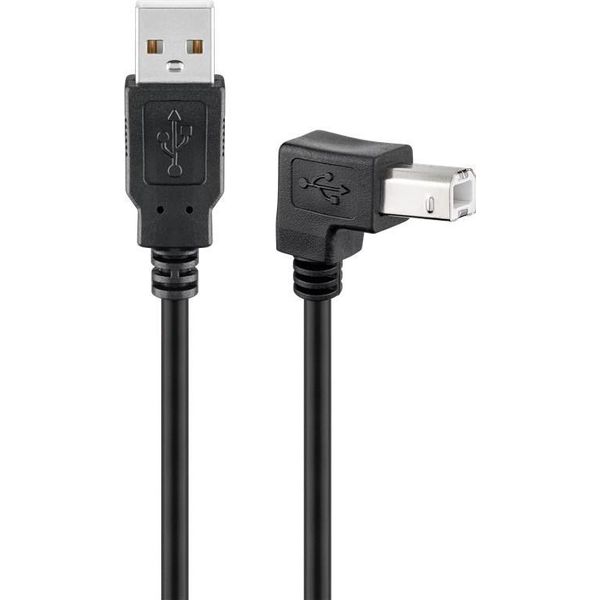 Goobay 50856 Cavo Usb 2.0 Hi-Speed 90°, Nero, 2 M - Spina Usb 2.0 (Tipo A) > Spina Usb 2.0 (Tipo B)-image