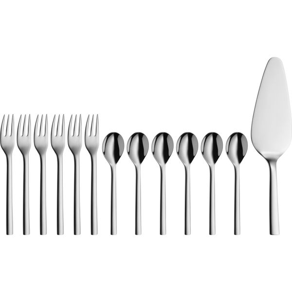 Wmf Nuova Set Di Posate Per Frutta E Dolci, 13 Pezzi, Per 6 Persone Cucchiaio Da Tè/Caffè Forchetta Per Dolci Servitore Per Dolci Cromargan In Acciaio Inox-image
