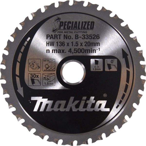Lama Per Sega Circolare Makita Tct, Speciale, Tct Tct - 136 Mm X 20 Mm - 30 Denti - Metallo-image