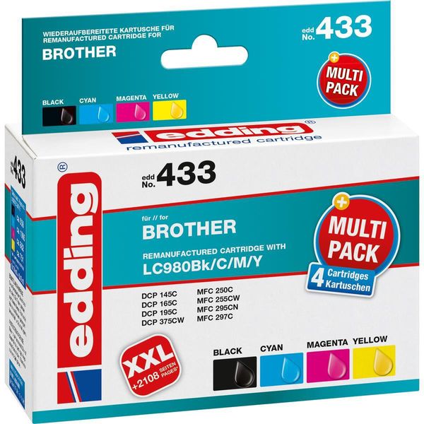 Edding EDD-433 Druckerpatrone 4 StüCk(E) Kompatibel Schwarz - Cyan - Magenta - Gelb (18-433)-image