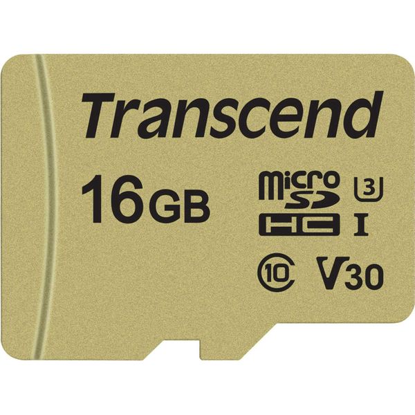 Transcend 500S - Scheda Di Memoria Flash (Adattatore Microsdhc/Sd Incluso) - 16 Gb - Classe Video V30 / UHS-I U3 / Classe10 - Microsdhc-image