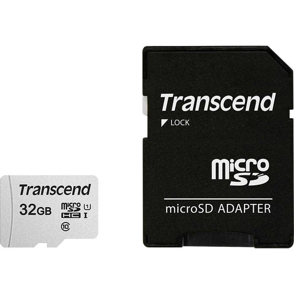 Transcend 300S - Scheda Di Memoria Flash (Adattatore Incluso) - 32 Gb - UHS-I U1 / Class10 - Microsdhc UHS-I-image
