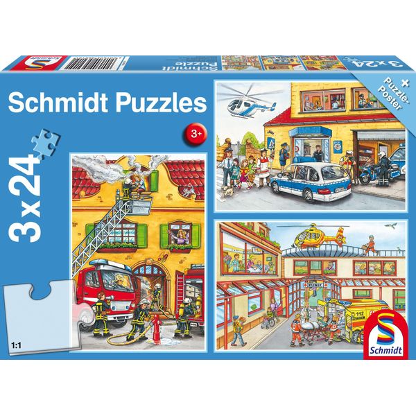 Schmidt Spiele Schmidt Spiele Kinderpuzzle Feuerwehr Und Polizei, 3X24 Teile 56215-image