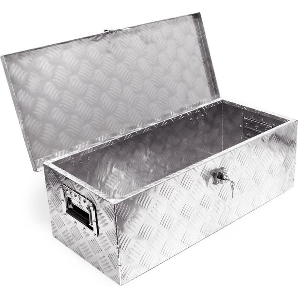 Cassetta Porta Attrezzi Wiltec In Alluminio 76X32X24,5 Cm Cassetta Di Trasporto Color Argento, Cassetta Porta Attrezzi Con Chiave, Cassetta In Alluminio Con Maniglie, Spaziosa Cassetta A Timone-image