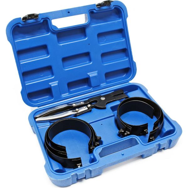 Set Di Fasce Di Serraggio Per Fasce Elastiche Wiltec Con 6 Fasce Di Serraggio 73-111 Mm, Incl. Pinza E Valigetta Per La Compressione Delle Fasce Elastiche, Per Il Montaggio Dei Pistoni-image