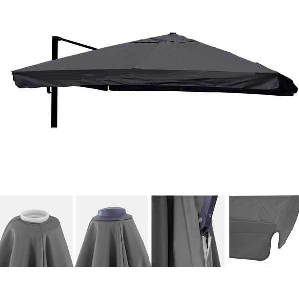 Copertura Di Ricambio Per L'ombrellone A Semaforo Di Lusso HWC-A96 Con Sportello, Copertura Per Ombrellone, 3X4M (Ø5M) Poliestere 4Kg ~ Antracite-image