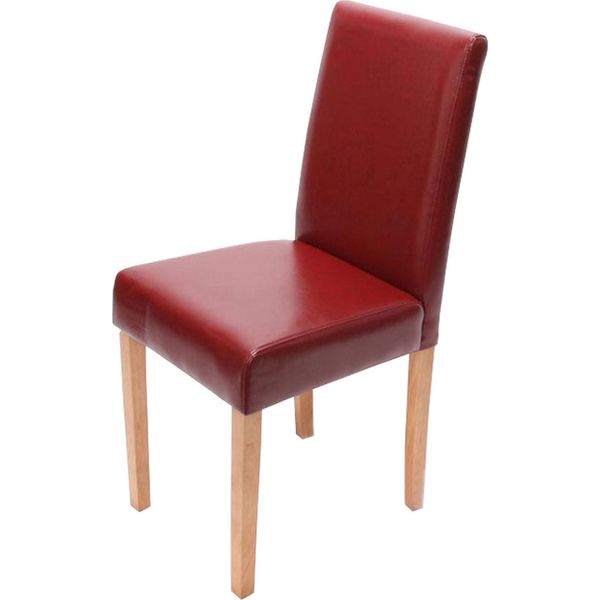 Sedia Da Pranzo Littau, Sedia Da Cucina, Pelle ~ Rossa, Gambe Chiare-image