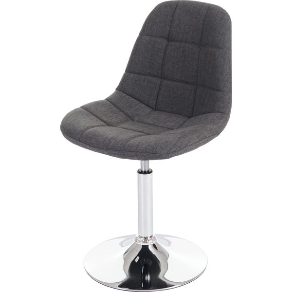 Sedia Da Pranzo HWC-A60, Sedia Girevole, Design Retrò Anni '50 ~ Tessuto/Tessuto Grigio Chiaro, Base Cromata-image