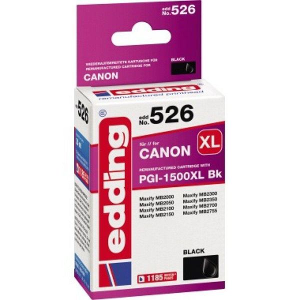 Edding 18-526 Edding EDD-526 Cartuccia Nera Compatibile Con Canon PGI-1500 Xl Bk-image