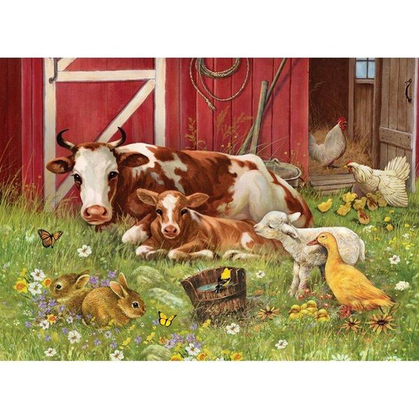 Cobble Hill Puzzle Famiglia Cuccioli Della Stalla 350 Pezzi-image