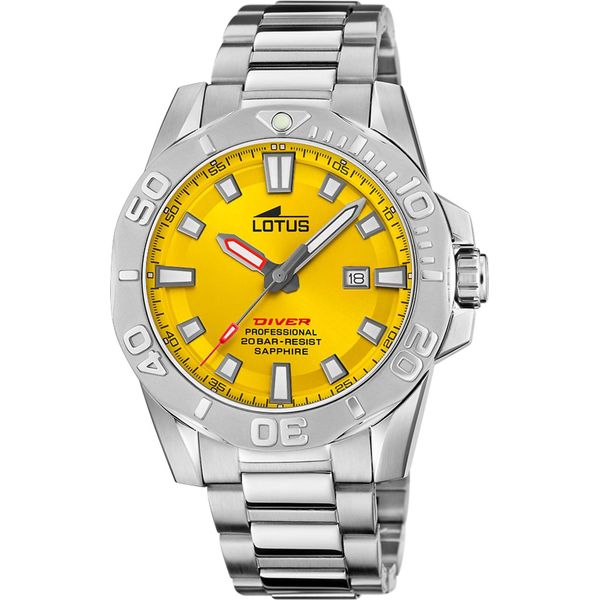 Lotus 18926/1 Diver Orologio Da Uomo In Acciaio Inossidabile Data Argento-image
