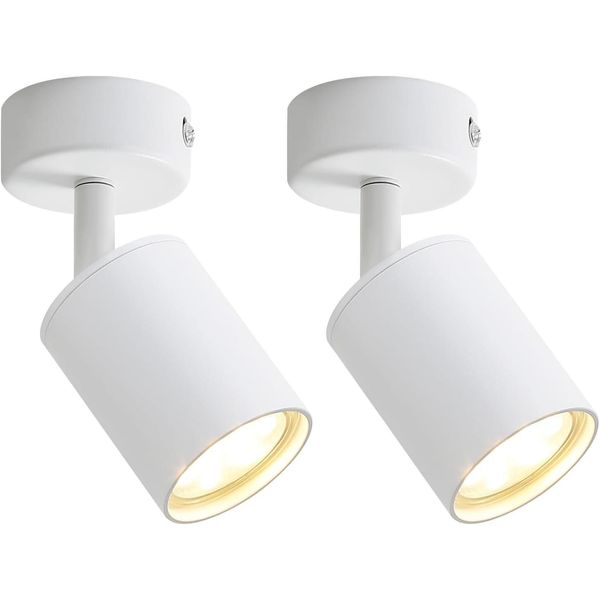 Zmh Led Plafoniera Bianca 1 Lampada Da Soffitto A Fiamma 2 Faretti Da Soffitto Moderno GU10 Faretto Da Soffitto In Metallo Orientabile A 330° Per Soggiorno Camera Da Letto Corridoio-image