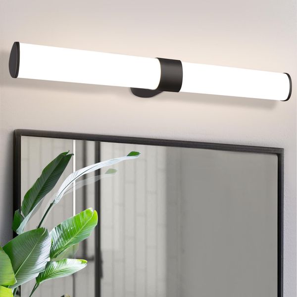Zmh Specchio Luce Bagno Led Lampada Da Parete-8W Bagno Specchio Lampada Luce Bianca Neutra Colore 4000K Nero Specchio Armadio Illuminazione 60Cm-image