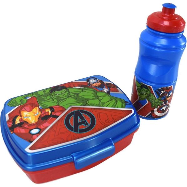 Set Di 2 Cestini Per Il Pranzo E Biberon Marvel Ironman, Hulk E Capitan America-image
