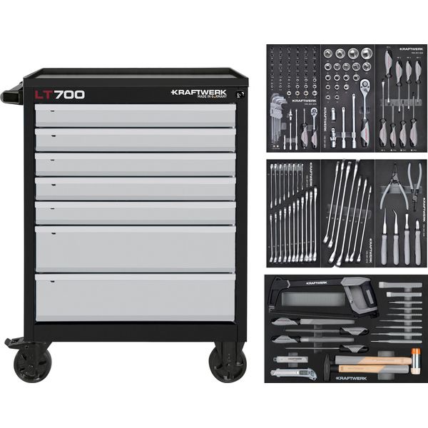 Kraftwerk Kra 102.107.205 Light Line Carrello Da Officina LT700, 7 Cassetti, Attrezzato, 155 Pz.-image