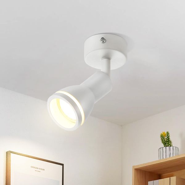 Zmh Led Plafoniera Bianca 1 Fiamma GU10 Orientabile Faretto Da Parete Moderno Per Interni In Metallo Per Corridoio Soggiorno Cucina Camera Da Letto Senza Lampadina-image