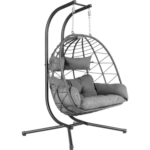 Hinhocker Sedia Pensile Per 2 Persone Con Telaio, Antracite, Altalena Pensile Xxl Per Interni Ed Esterni-image