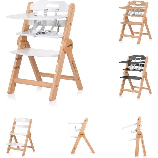 Seggiolone Per Bambini Chipolino Legno Cacao, Seggiolino Per Scale, Poggiagambe, Pieghevole, Cinghia Bianca-image