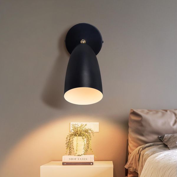 Zmh Lampada Da Parete Per Interni Lampada Da Parete Nera Vintage Camera Da Letto Faretto Da Parete GU10 Lampada Da Corridoio Cucina Lampada Da Parete Orientabile Retrò Senza Lampadina-image
