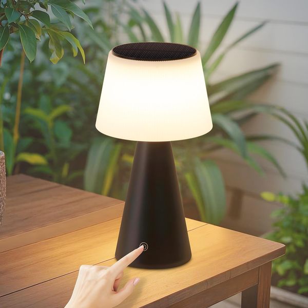 Zmh Lampada Da Tavolo Solare Ricaricabile Lampada Da Comodino A Led Senza Fili 3600Mha Lampada Ricaricabile Touch Dimmerabile Nera Con Batteria Usb Lampade Da Tavolo Per Soggiorno Moderno Camera Da Letto All'aperto-image