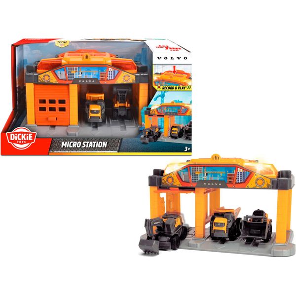 Dickie Go Real Micro Construction Station Veicolo Giocattolo Con Cassone Ribaltabile E 2 Scavatrici 203725010-image