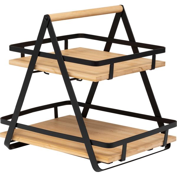 5 Five Simply Smart - Scaffale "Ordera"" A 2 Livelli Con Maniglia In Bambù Nero"-image