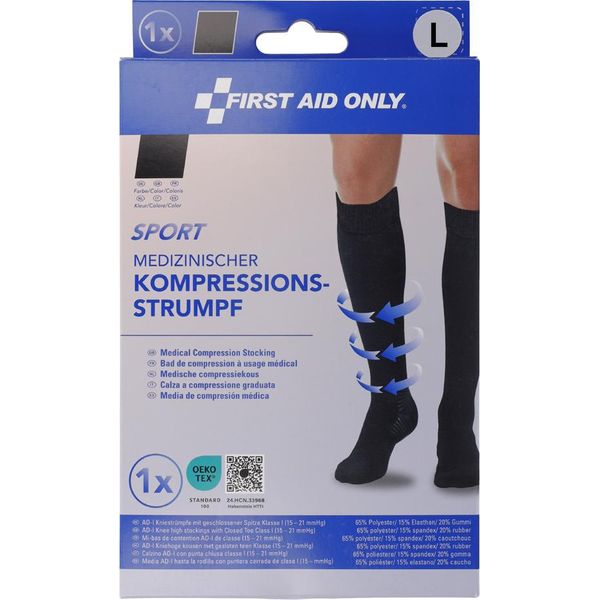 First Aid Only P-10085 First Aid Only KompressionsstrüMpfe, Geschlossene Spitze Sport Schwarz GrößE L 1 St.-image