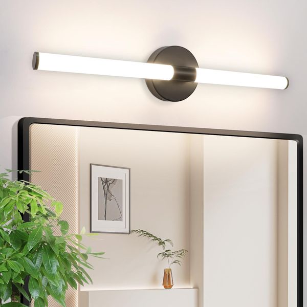 Zmh Lampada A Specchio Led Lampada Da Parete 60CM Parete 8W Lampada Nera Lampada Da Parete 4000K Bianco Neutro Moderno-image