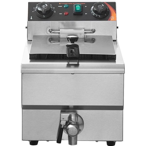 Succebuy Friggitrice Commerciale Da, 1500 W Friggitrice Elettrica Con Cestello, 9 Litri In Acciaio Inox, Controllo Del Tempo E Della Temperatura, Protezione Contro Il Surriscaldamento, Ideale Per Cucina, Ristorante, Caffè E Bar-image