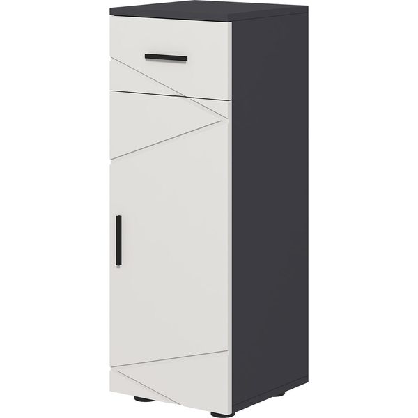 Mobiletto Da Bagno Mobiletto Laterale Mobiletto Da Bagno Con Cassetto, Ripiani Regolabili, Mobile Contenitore Per Bagno, Soggiorno 30 X 30 X 82 Cm Grigio |-image