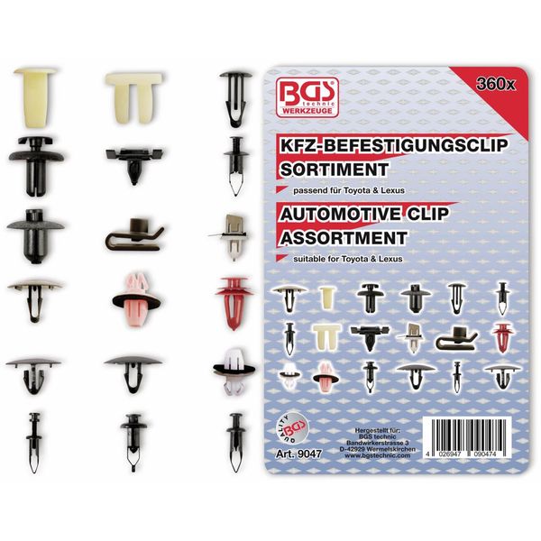 Bgs 9047 | Assortimento Di Clip Di Fissaggio Per Auto Per Toyota, Lexus | 360 Pz.-image