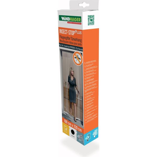 Windhager Zanzariera Plus Porta A Lamelle / Tenda Zanzariera, 100 X 220 Cm, Antracite (1 Pezzo)-image