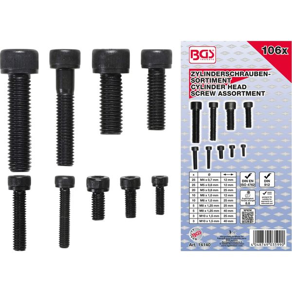 Assortimento Di Viti A Testa Cilindrica | Esagono Cavo | 106 Pz.-image