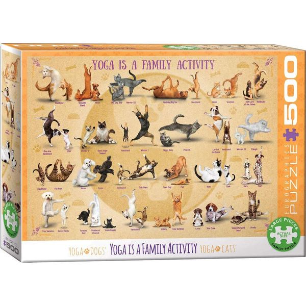 Puzzle Da 500 Pezzi - Puzzle - Famiglia Yoga Con Cuccioli E Gattini + Set Di 3 Accessori Per Puzzle-image
