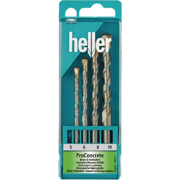 Heller Tools Power 3000 16873 1 Concrete Twist Drill Bit Set 4-Piece 5 Mm, 6 Mm, 8 Mm, 10 Mm Total Length 120 Mm Cylinder Shank 1 Set-image