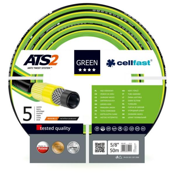 Tubo Da Giardino Cellfast Verde Ats2 Misura: 5/8" Lunghezza: 50M"-image